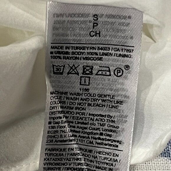 Banana Republic Trapeze Linen Midi Dress, Print Blue White, S - Picture 5 of 9